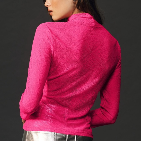 Anthropologie Sheer Lace Turtleneck Top - Picture 2 of 6